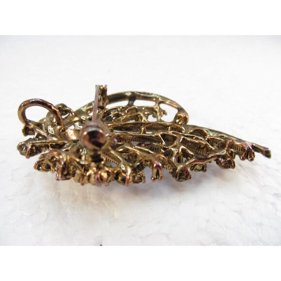 Brown Topaz Rhinestone Floral Combo Pendant Brooch - Picture 5 of 14